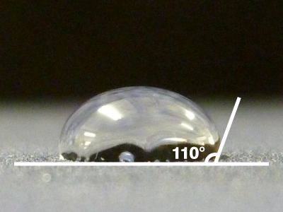 contact angle of normal water repellent
